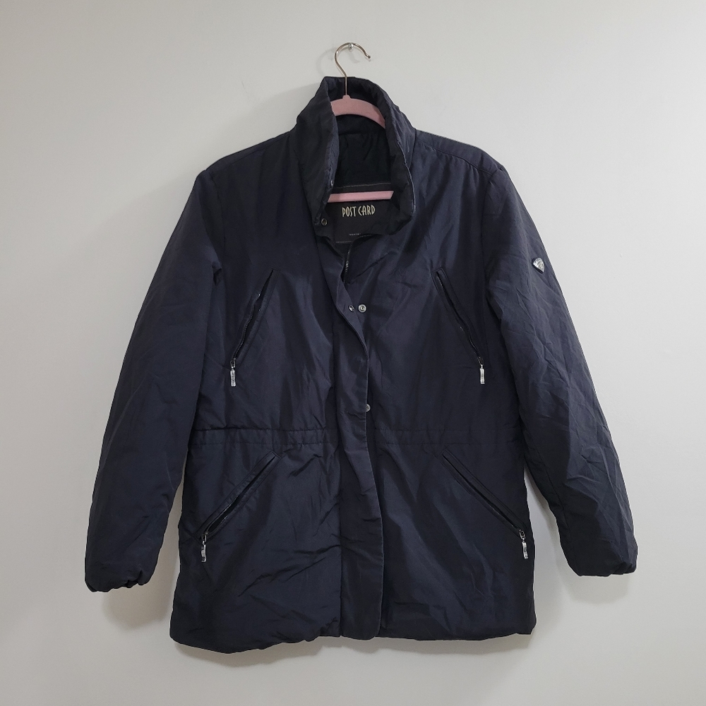 Post card women's coat in black size 6